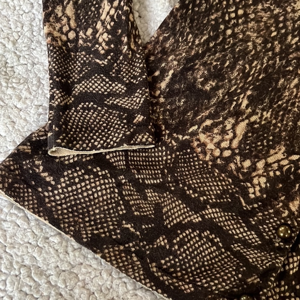 Brown Snake Print Cardigan Sweater M Python Mediu… - image 3